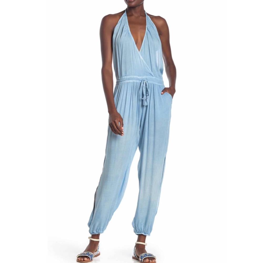 Halter Jumpsuit in Blue Haze